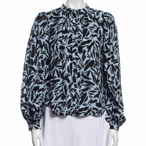 Veronica Beard Abstract Black and Blue Blouse